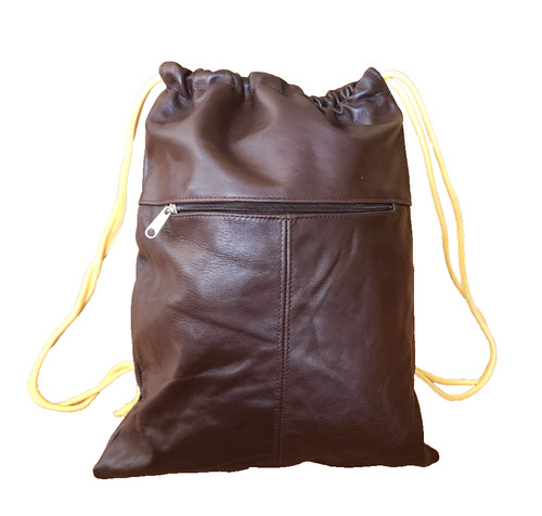 Brown sackpack drawstring bag - sackpack,