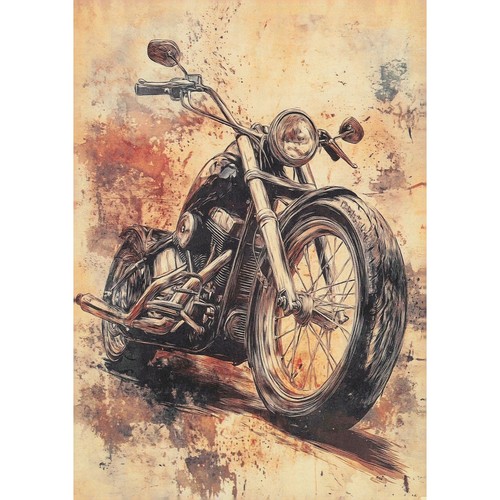 Retro motorcycle art post - art, card
