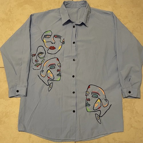 Vtg 90s abstract faces button - faces,