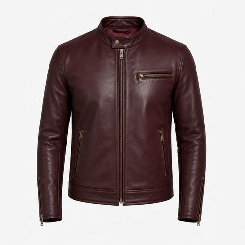 Men burgundy real - real, lambskin
