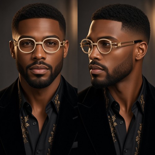 Men clear glasses rhinestone - clear,