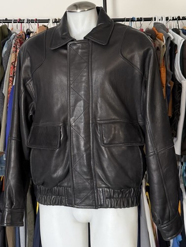 Men vintage black leather - vintage,