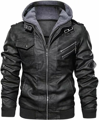 Men black removable hood - men's,