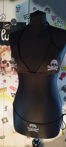 Skull bikini black diamante - skull,