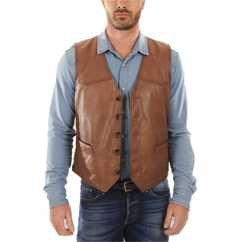 Mens real brown soft biker - real,