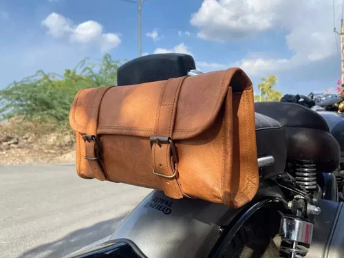 Leather motorcycle pouch - leather,