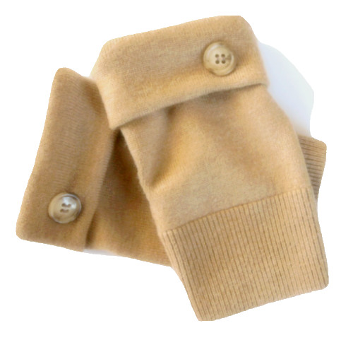Fingerless gloves camel - gloves, merino