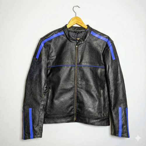 Men black leather jacket - men's,