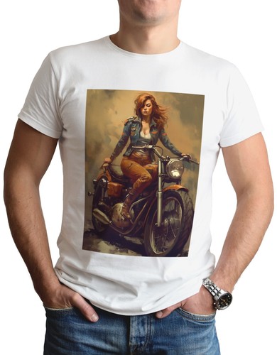 Woman biker art shirt - art, retro
