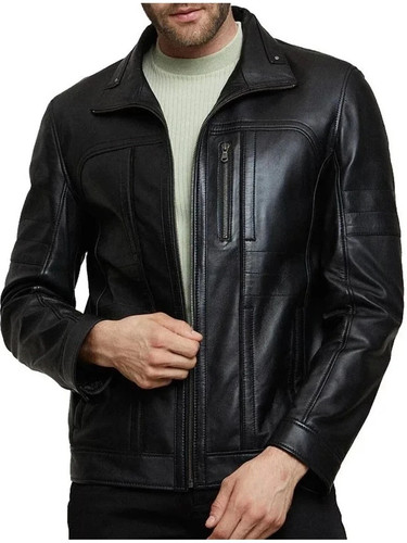 Men black sheepskin - black, leather