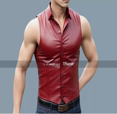 Men red sleeveless biker - men's,