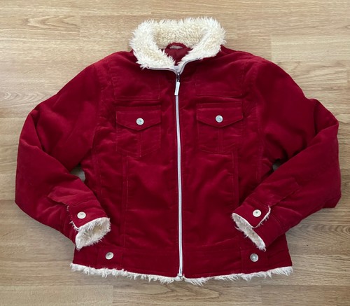 Red corduroy zip jacket - red,